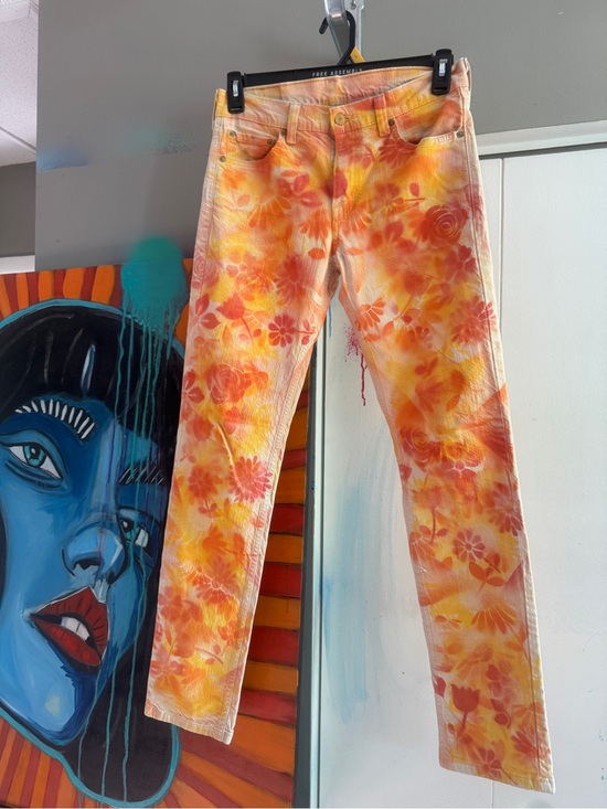 Levi's Denim - Hand Painted Upcycled Levi’s Floral Jeans Fall Vibe Size 30